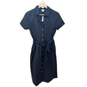 NWT - J. Crew Womens Black Short Sleeve Dress w/ Pockets & Belt Size 00‎